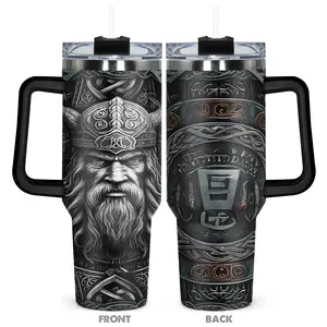 1pc, 40oz Tumbler, Funny Dad Tumbler, Viking Valor Funny Print 40oz, Insulated and Durable, Gift for Any Occasion: Birthdays, Holidays, or Special Moments for Family, Friends, or Coworkers
