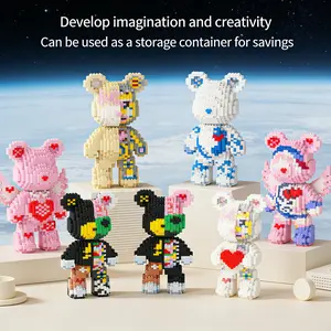 Multicolor Surprise Gift Bear Animals 3D Puzzle Building Blocks Decoration, Home Office Bookshelf Decor, Party Living Room TV Stand Display