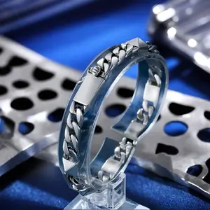 Full silver s999 bracelet Sterling Silver bracelet men's bracelet can be opened to wear for boyfriend's birthday holiday gift Silver weight 31 g /1.09 oz