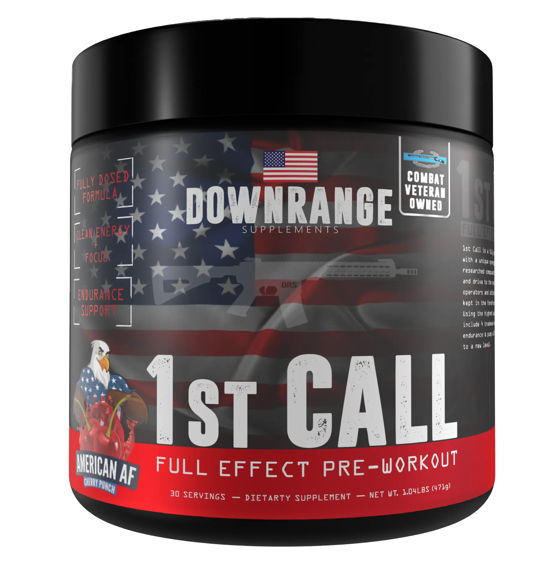 Downrange Supplements 1st CALL Pre-Workout 30 Servings - Citrulline Malate, Caffeine Matrix, Beta-Alanine, Dynamine, FitNox, Alpha GPC Edible Fitness