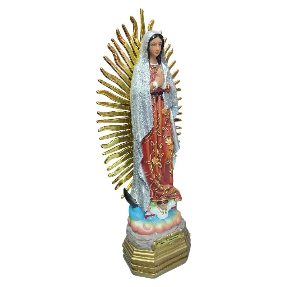 Virgen De Guadalupe 12" inches Tall with Silver Glitter 25455-12 Statue Our Lady Guadalupe Brillo Brand New Religious Decor