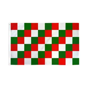 Red, Green & White Checkered Print Banner, 3x5ft Polyester Festive & Party Backdrop for Home Supplies