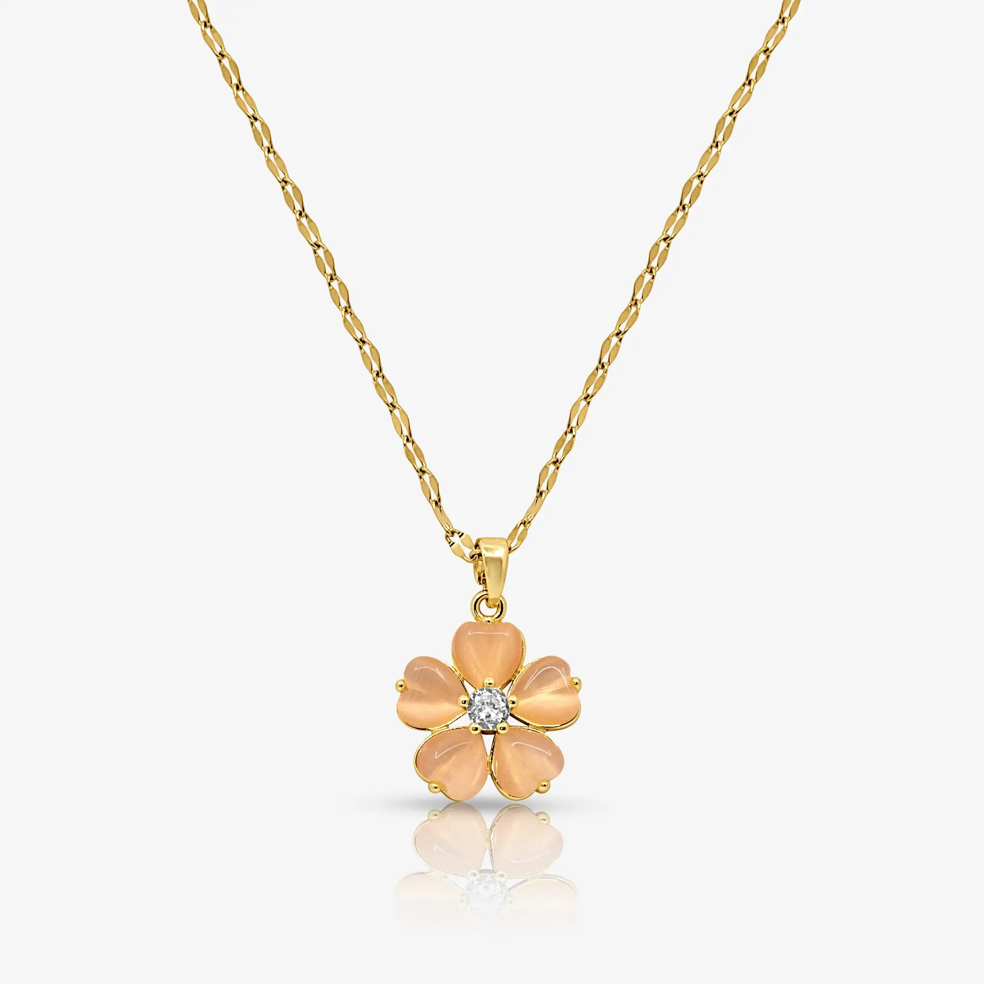 EVRY JEWELS Gold or Silver Plated Women's Pink Paradise Necklace