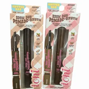 Long-Lasting Waterproof Makeup Eyebrow Pomade and Brush Set, Cosmetic Brow Duo for Defined Eyebrows