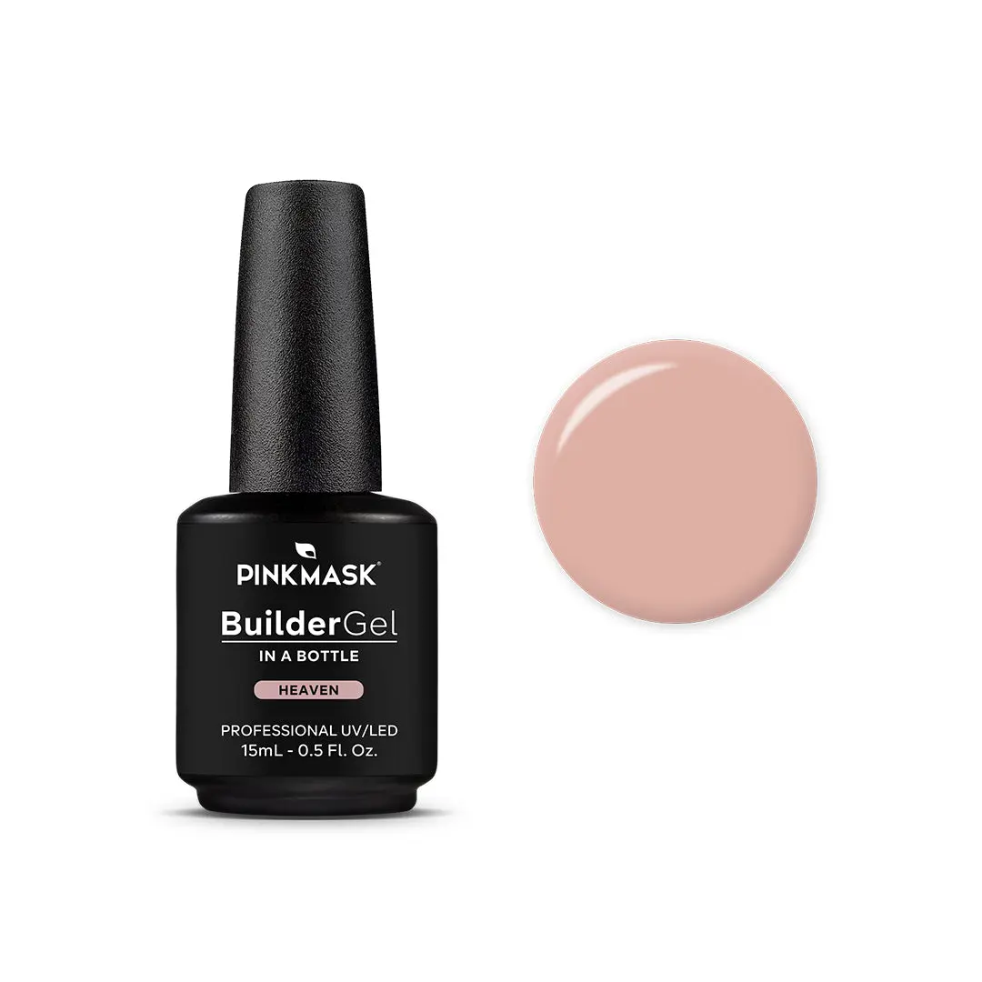 Self-Leveling Builder Gel in a Bottle, No-File UV-Cured Formula for Sculpting, Repair & Nail Art, Long-Lasting Pink Cosmetic Manicure, 15mL, Pink Mask, 100% Gel System, Natural, Smooth, 9 Months, Nail Polish, Brush, Nail Care