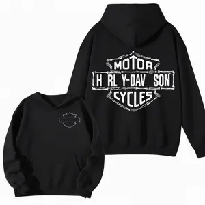 Barley Chick Vintage Biker Skull Hoodie – Distressed Motor Cycles Graphic Pullover