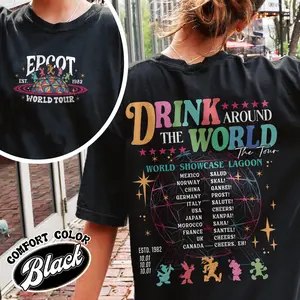 Epcot Drink Around the World Shirt, Drink Around the World Shirt, Drink Around the World Shirt Checklist, Epcot Drink Around the World Shirt T-shirts, Crewnecks, Hoodies – Gifts Suitable for Anyone