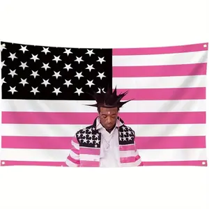 Pink American Flag with Rapper Uzi Design, Durable Polyester Banner Tapestry, Easy to Hang,  College Dorms, Outdoor Parties, No Electricity Needed, Great Gift for Men and Women, Patriotic Clothing |       Modern Flag Design |       Easy Hang Flag 6