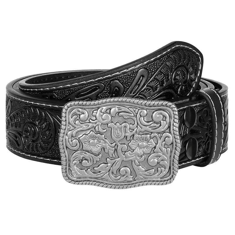 Western Silver Turquoise Buckle w. Alligator Print Belt  display picture 3
