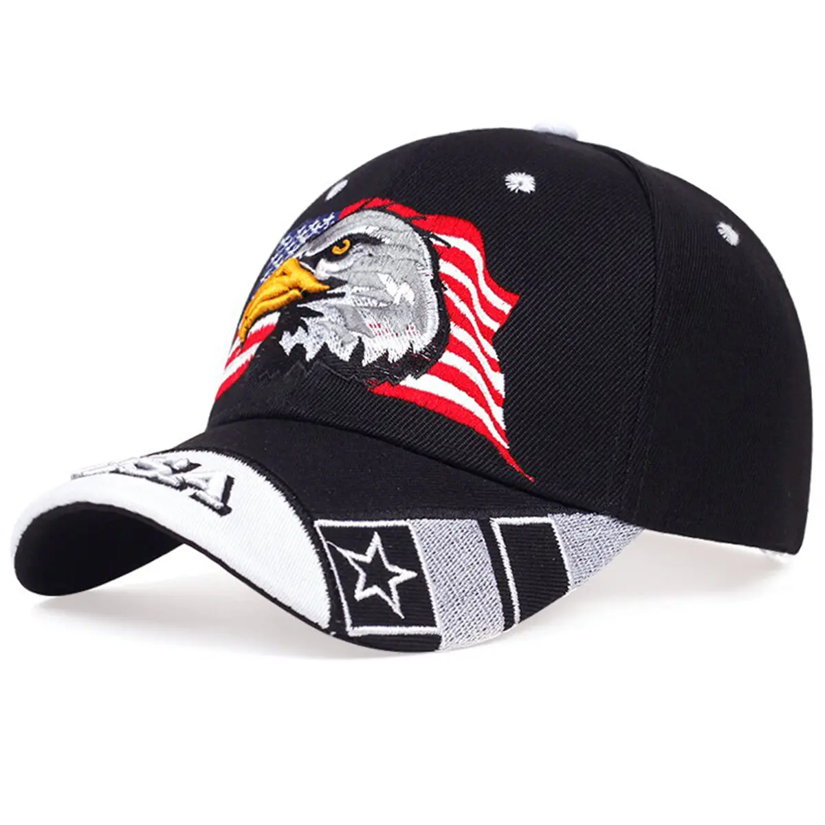 Men’s USA Flag Casual Baseball Cap, Eagle Embroidered Classic Dad Hat, Breathable Sun Protection Fashion Accessory, Embroidered Baseball Caps