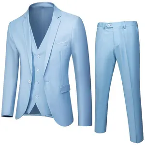 Men's Multi-Color Two Piece Suit Slim Fit 2026 Trendy Wedding Formal Business Party Date Night Elegant Blazer Vest Pants Outfit Double-Breasted Three-Piece