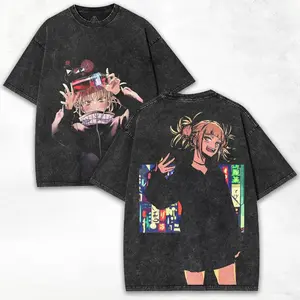 Himiko Toga x MHA – Neon Nights Graphic Tee featuring Double Print & Washed Fit for Otaku Style