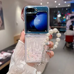 Fireworks Castle Phone Case for Samsung S22/s23/s24/s25 Ultra Plus, Fashion Protective Cover, Durable Drop-Proof with Chain