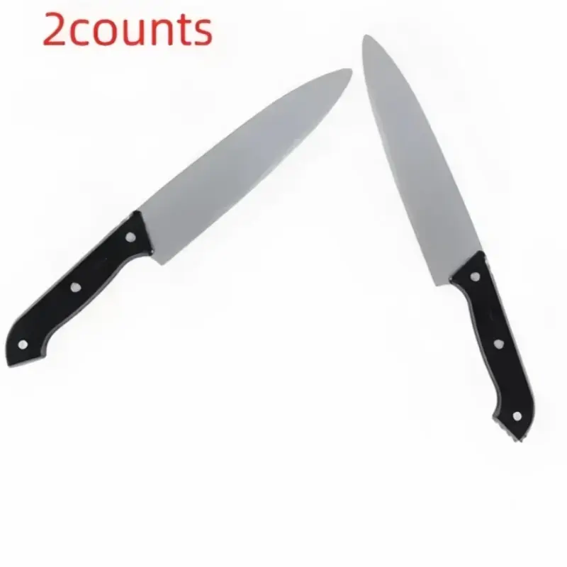 Halloween Plastic Knife Set, Silver Color Spooky Horror Props Classic Party Knives, 2 Pieces Halloween Decoration Supplies, Party Accessory, Accessories