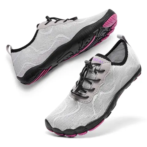 HIITAVE Women's 5 Wide-Toe Minimalist Slip-On Plain Water Shoes - Lightweight, Breathable, Quick-Dry Barefoot Footwear, 0 Heel Lift, for Kayaking, Pilates, Pool Use, Sports & Outdoor Activities,outdoorfun