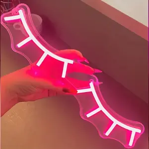 1pc Vibrant Pink Neon Eyelash LED Sign Light - USB Powered, Wall Hanging, Multipurpose Switch Control, Non-Wireless, Single Color, No Battery Required Perfect for Bedroom, Living Room, Bar, Home Party Decor