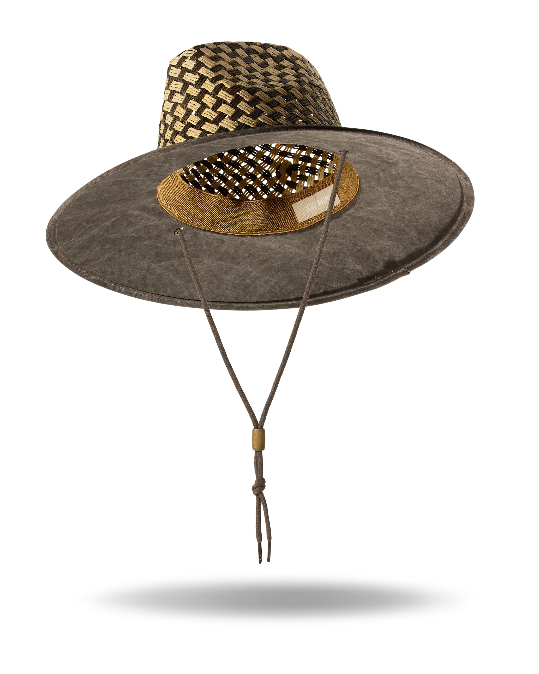 Lana UPF 50+ Lifeguard Straw Hat - Brown, Beach Style, Cool Feel, Anti-UV Shield, Fedora Crown, Straw Weave