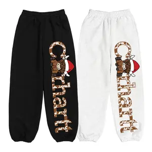 Merry Cow Christmas Jogger Pants, Christmas Cow Jogger Pants, Unisex Santa Cow Sweatpants, Cute Xmas Holiday Design
