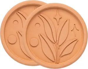 Brown Sugar Saver and Softener Disc with Elegant Leaf Design, Multiple Uses for Food Storage Containers, Reusable and Food Safe, Terracotta, 2 Pack