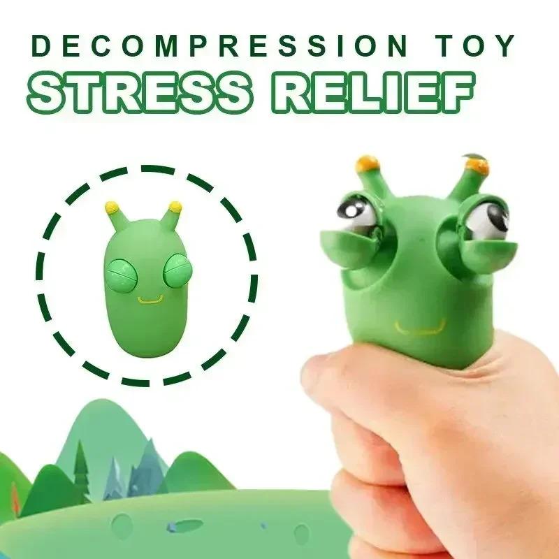 Funny Grass Worm Pinch Toy Panda  Stress Relief Fidget Decompression Toy  Eyes Squeeze Toys Relieve Anxiety Stress Relief Slug