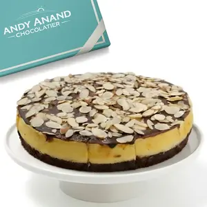 Andy Anand Fudge Brownie Cheesecake, 9-Inch, 2.8 lb – Halal, Real California Cream Cheese, No Preservatives, Birthday & Holiday Gift Box