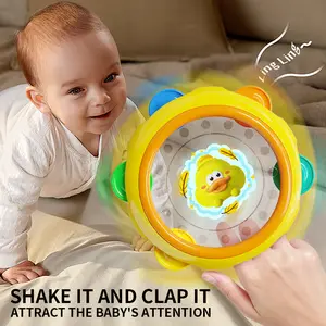Interactive Toy, Vibrating Tambourine, for Children Ages 0-3 - Perfect for Grip Training, Soothing, and Hearing Development - Gift for Boys and Girls, 2 Colors