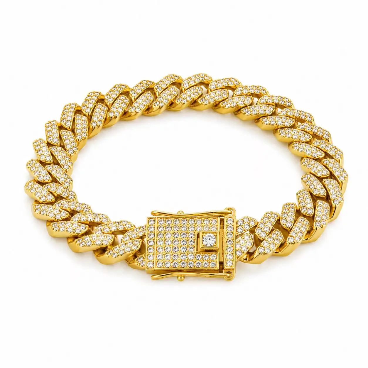 Unisex Gold-Plated Cuban Link Bracelet, Miami Hip Hop Jewelry for Men and Women, Versatile Luxurious-Finish Fashion Bracelets for Women, Jewelry For Women