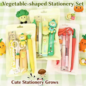 High-Value Vegetable Series Stationery Set, Smooth Pen Body, Comfortable Grip, Clear Writing, Student Reward Gift, Back-To-School Present, Student Essentials