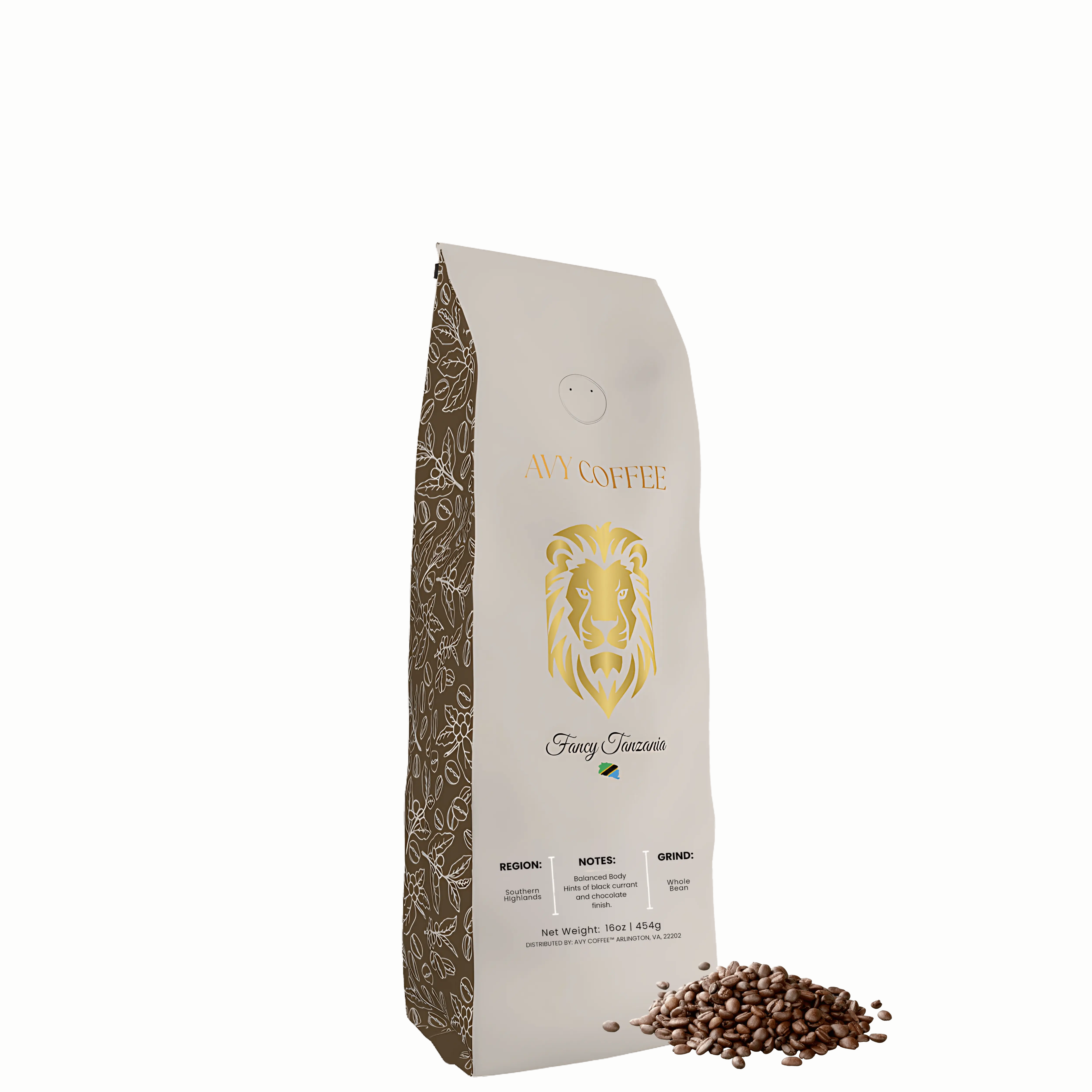 Fancy Tanzania Gourmet Mondul Estate Medium-Dark Roast Coffee Beans Fully Washed & Sun-Dried 90g Dark Chocolate Nata Blend Beverage