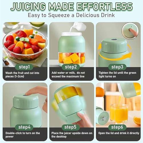 Portable Wireless Juicer Cup 18oz, USB Rechargeable Automatic Blending Cup with Detachable Lid, Multifunctional Fruit Juicer for Travel & Outdoor