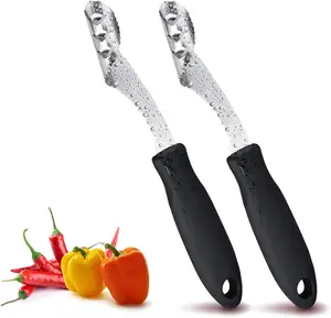 2PCS Jalapeno Pepper Corer, Stainless Steel Soft Grip Jalapeno Corer, Core Deseeder for Jalapenos, Chilis, Banana, Bell Peppers, Zucchini, Cucumber