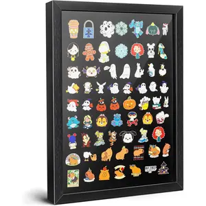 12x16 Pin Display Case, Enamel Pin Display Frame, Pin Collection Display Shadow Box for Wall Display, Black