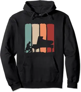 Musican Piano Bench Player Piano Keyboard Pianist Pullover Hoodie - Latellestcha Shop 54B09KD34HL2