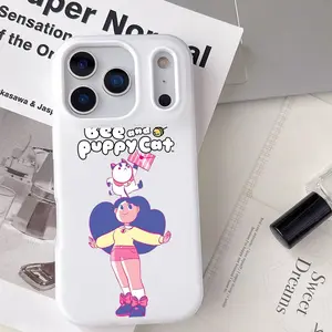 Cartoon Bee And P-Puppycat Phone Case Creamy Jelly iPhone Case | Soft TPU Shockproof Protection | Cute & Luxury Printed Design | Anti-Scratch, Impact-Resistant | Fits iPhone 11–17 Models | Perfect Gift for iPhone Users