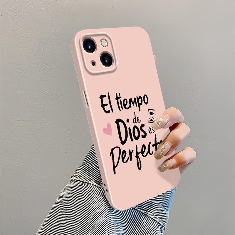 God's Timing Is Perfect Spanish Quote Phone Case for iPhone 17 Pro Max 16 15 Plus 14 13 12 Series Full Camera Lens Protection Shockproof Drop Resistant Durable Bible Inspired Verse Suitable for All People.Religions.Faiths anti-fall mobile phone case