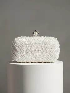Fashionable Women's Handbag Evening Bag with Rhinestones and Artificial Pearls, Elegant Embellished Clutch for Weddings, Parties, Birthdays, Christmas