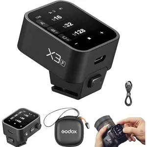 Godox X3F TTL Wireless Flash Trigger,Touch Screen Flash Transmitter for Fuji Cameras,Quick Charge Always Ready, USB-C Firmware Upgrade Built-in Battery(Godox X2T-F/Xpro-F/XProII-F Upgrade Version)