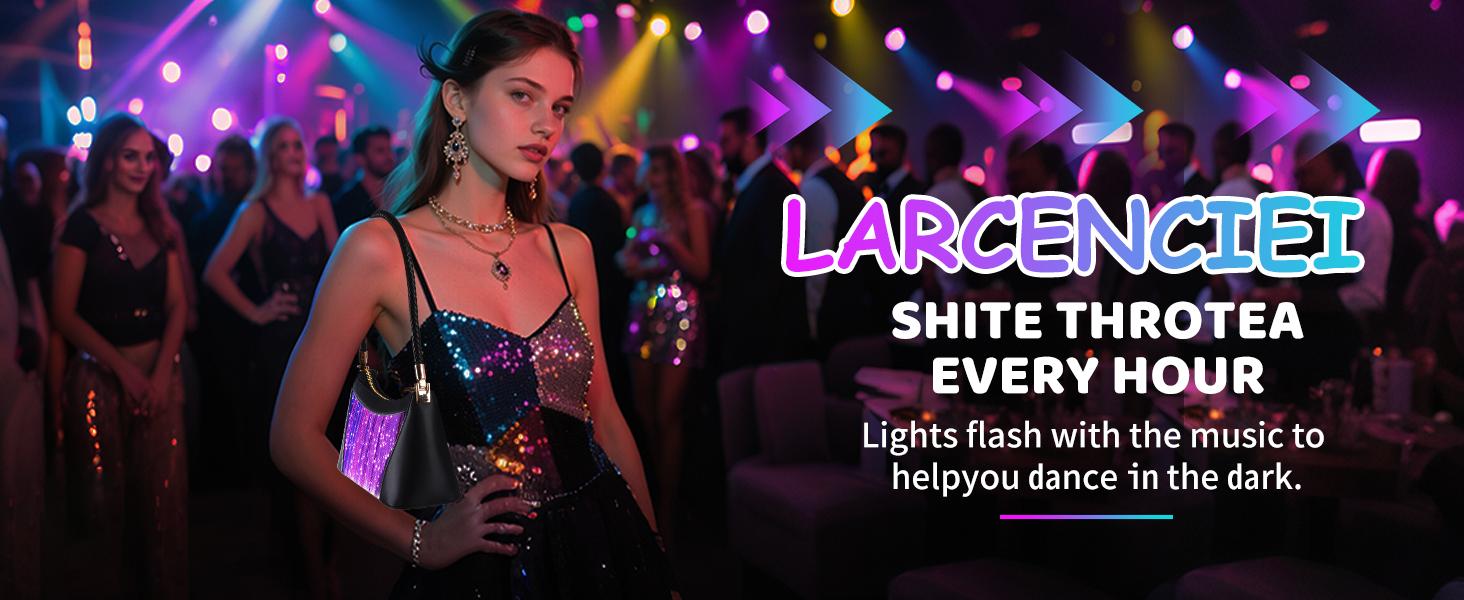 LUMISONATA Light Up Shoulder Bag for Women, LED Fiber Optic Crossbody Purse with seven Colors & four Modes, Glow in The Dark Party Handbag for Club Rave Festival LUMISONATA Light Up Shoulder Bag for Women, LED Fiber Optic Crossbody Purse with seven Colors & four Modes, Glow in The Dark Party Handbag for Club Rave Festival