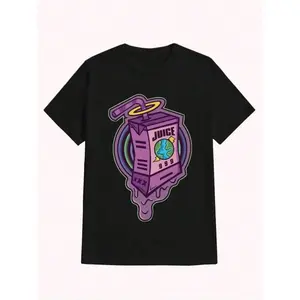 Juice World Inspired Casual Print Cotton Tee Round Neck Comfy Versatile Black White