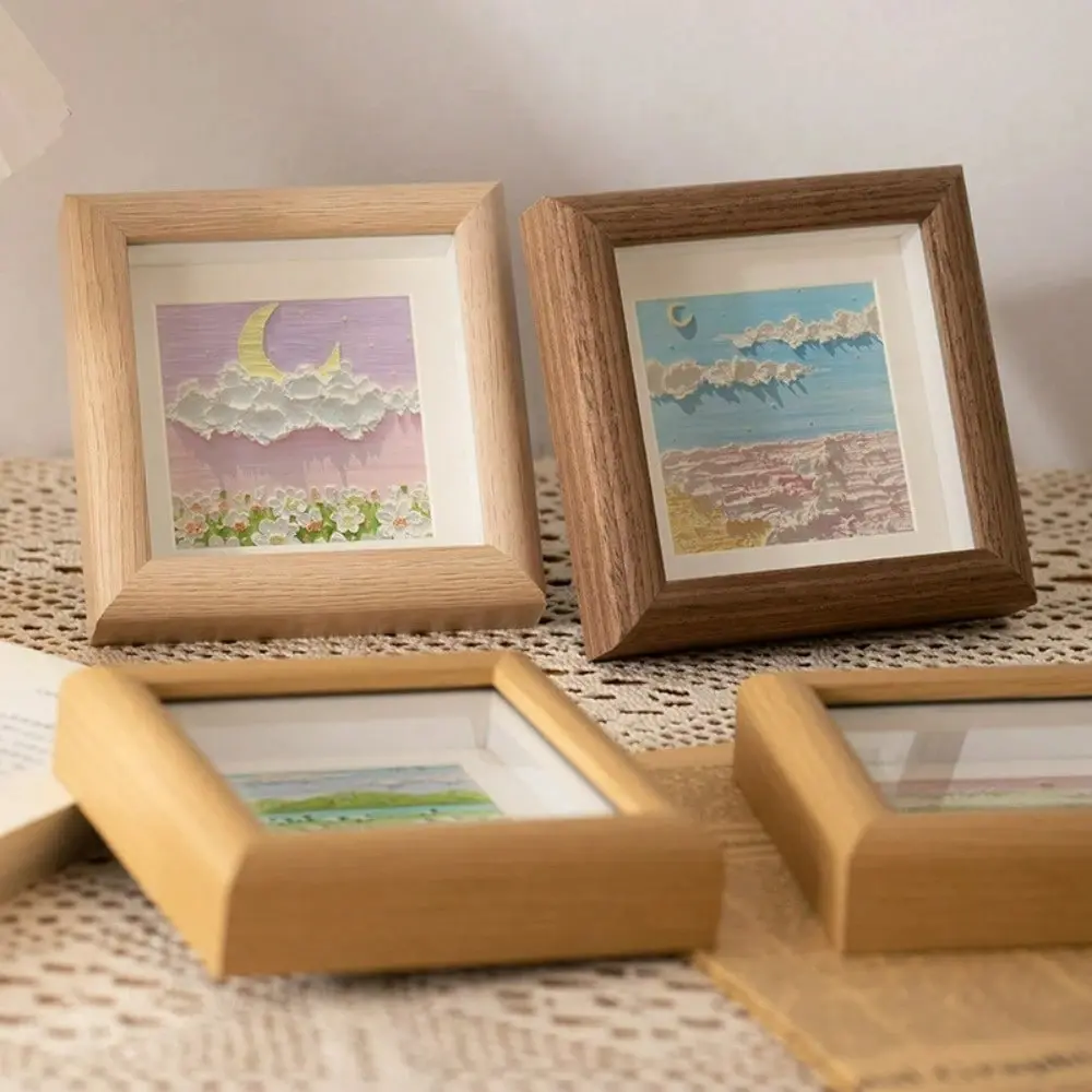 4 Inch Hollow 3D Wood Photo Frame, Desktop Picture Frame for Crafts Embroidery Gifts Birthday Graduation, Made in China, Wooden Material, Square Frame, Wood Frames
