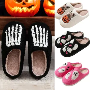 Soft Slippers Women,Halloween Pumpkin Slippers,Ladies Slippers,Winter Slippers Warm Plush Fluffy Slders Ladies Cloud Slippers Cute Cartoon Home Ladies Shose