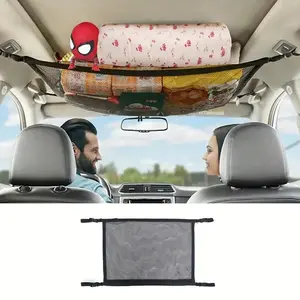 Multipurpose Car Roof Storage Bag, Adjustable Double-layer Mesh Car Roof Organizer, Long Trip Storage Bag, Universal Tent Putting Quilt Children's Toy Towel Sundries, Universal Car Accessories