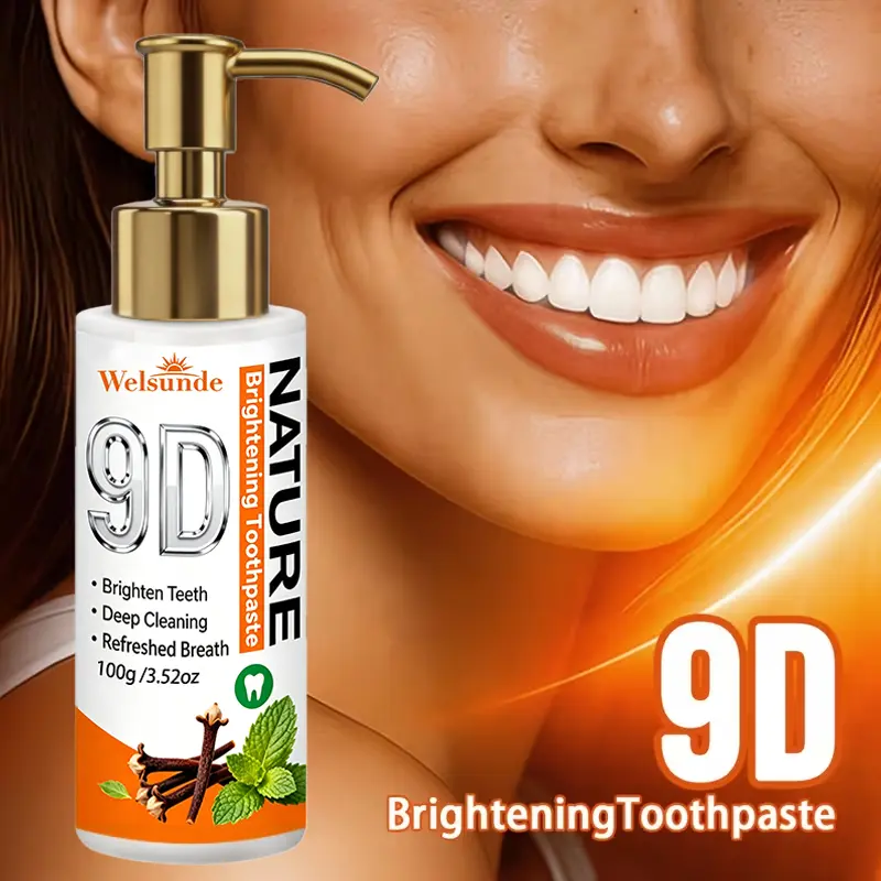 Welsunde 9D Clove Mint Press-Type Toothpaste, 100g Vacuum Pump Bottle, Fluoride-Free, Deep Cleansing for Fresh Breath Daily Oral Care