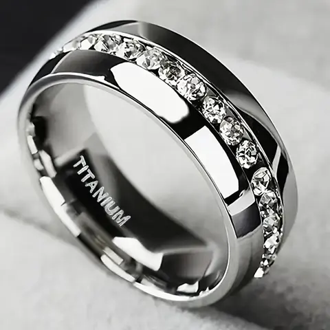 1 Piece Never Fade Stainless Steel  Men Women Couple  Single Row Full Diamond Cuban  Engagement Wedding Band elegant ring unique or goldtone simulated religious gold chain Large Pearl Saturn Water Drop Choker Oversize Plated Pendant Necklace autumn rapper