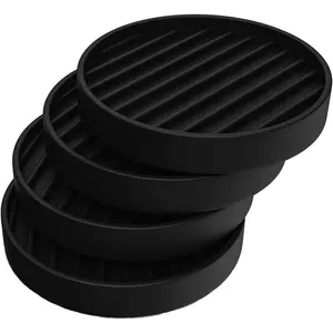 2x2 Black Round Rubber Furniture Caster Cups with Anti-Sliding Floor Grip, Caster Cups 4 count, Ideal Furniture Coasters, Floor Protectors, Non Skid Furniture Pads, Rubber Furniture Cups