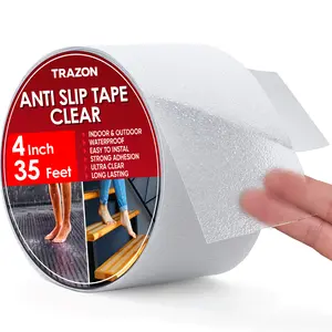 Heavy Duty Anti Slip Grip Tape Clear 4In*35Ft, Non Slip Roll Stickers Easy to Cut Waterproof for Bathtub, Shower Floor, Pool, Stairs Safety Non Skid