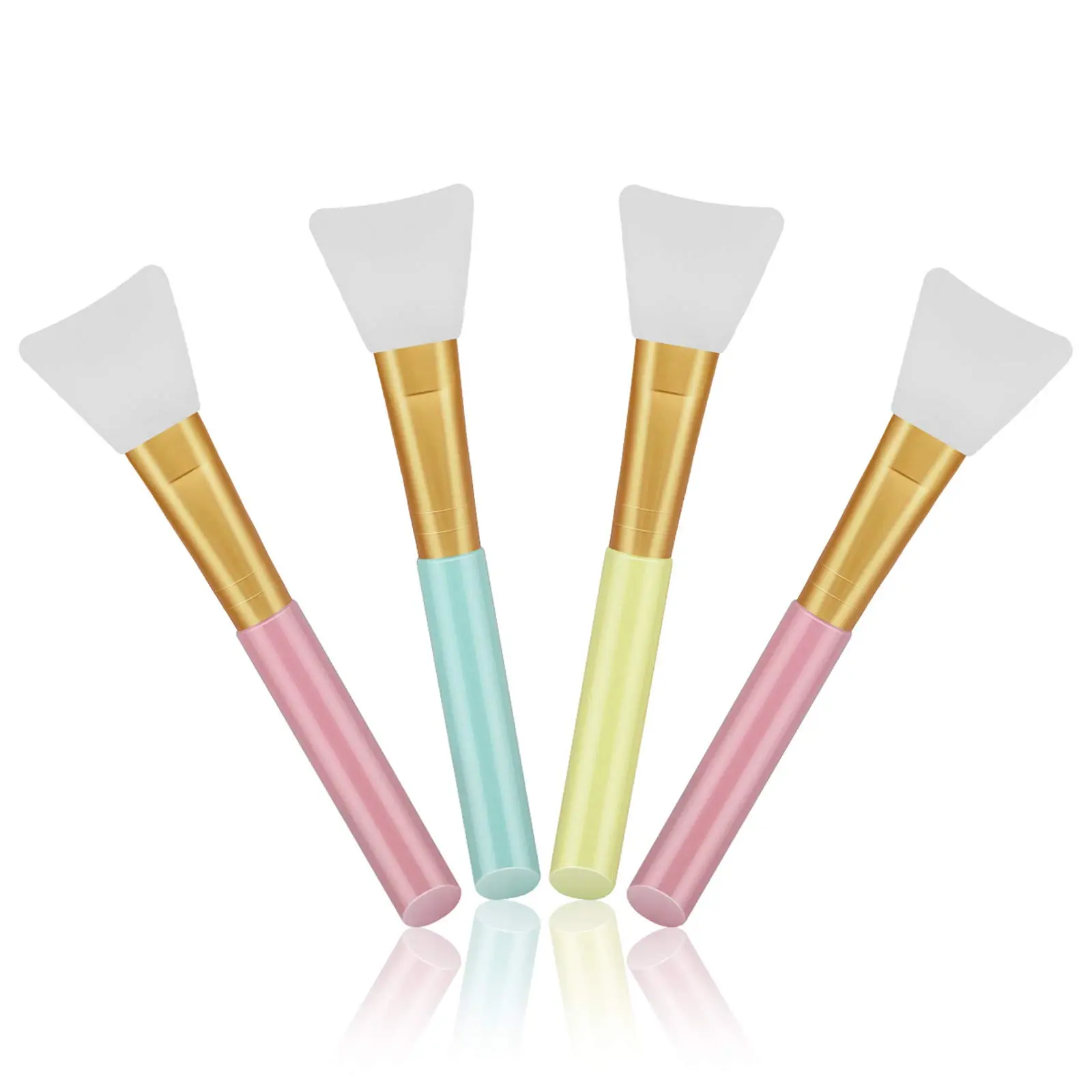 4PCS Silicone Face Mask Applicator Set Soft Flexible Facial Mask Brush Hairless Skincare Spatula for Mud Masks, Clay, Charcoal, Creams & Moisturizers