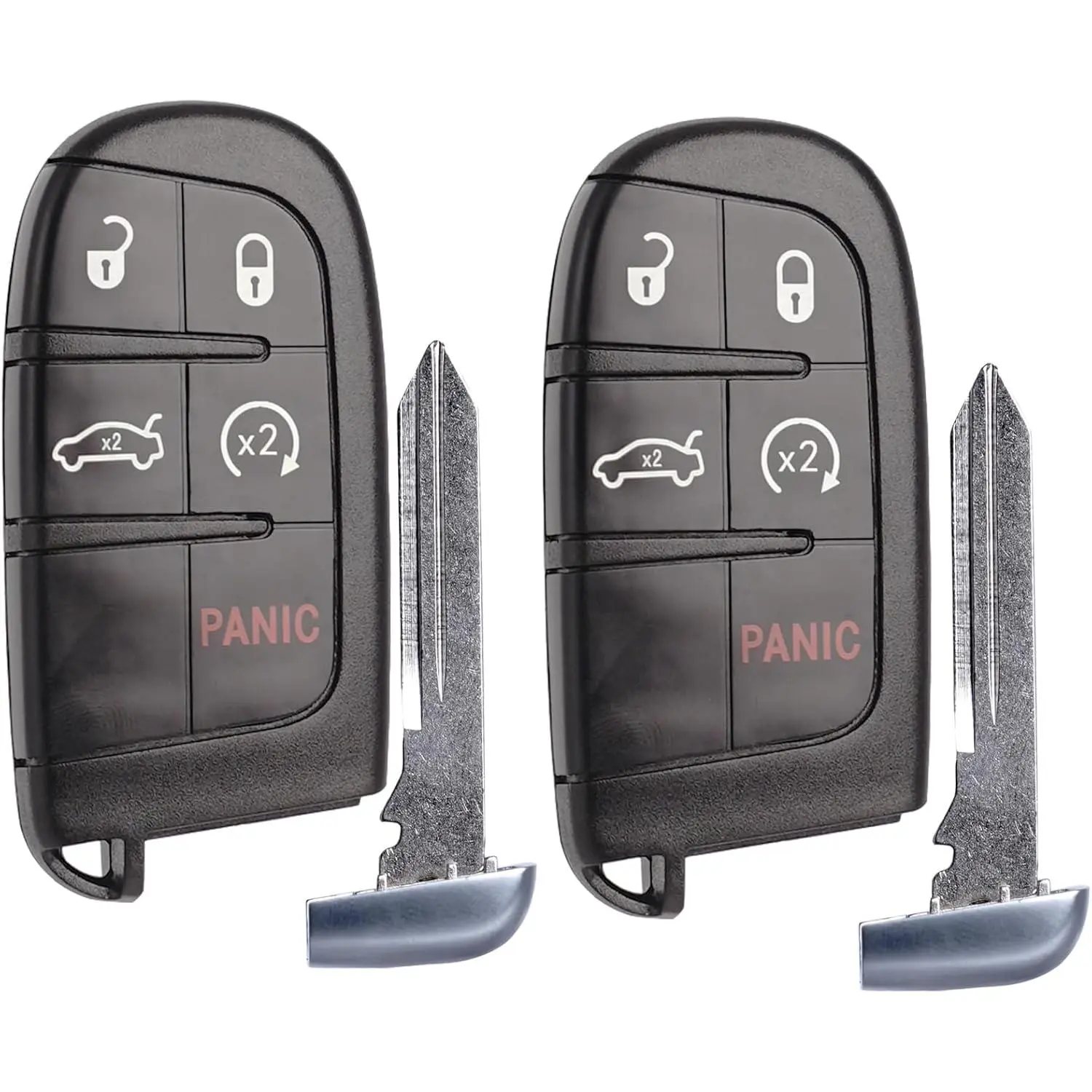 Car Key Fob Replacement Fits for Chrysler 300 Dodge Charger 2011-2018 Challenger Dart 2014-2016 Keyless Entry Remote Start Control Set of Two M3N-40821302 56046777AB 56046759 AF 5026676