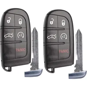 Car Key Fob Replacement Fits for Chrysler 300 Dodge Charger 2011-2018 Challenger Dart 2014-2016 Keyless Entry Remote Start Control Set of Two M3N-40821302 56046777AB 56046759 AF 5026676