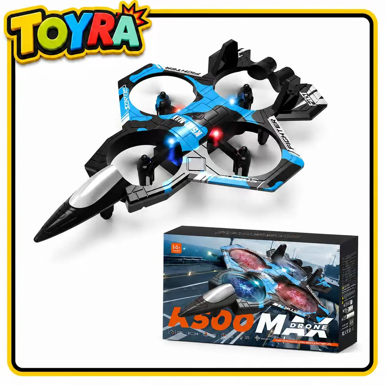 New Year Upgrade K500 MAX Children'sCombat Remote Control Airplanes & DronesRC Planes with LED Lights Altitude Hold360° Flips Adjustable Speed for Boys GirlsIndoor Outdoor 2 Batteries Perfect Gift